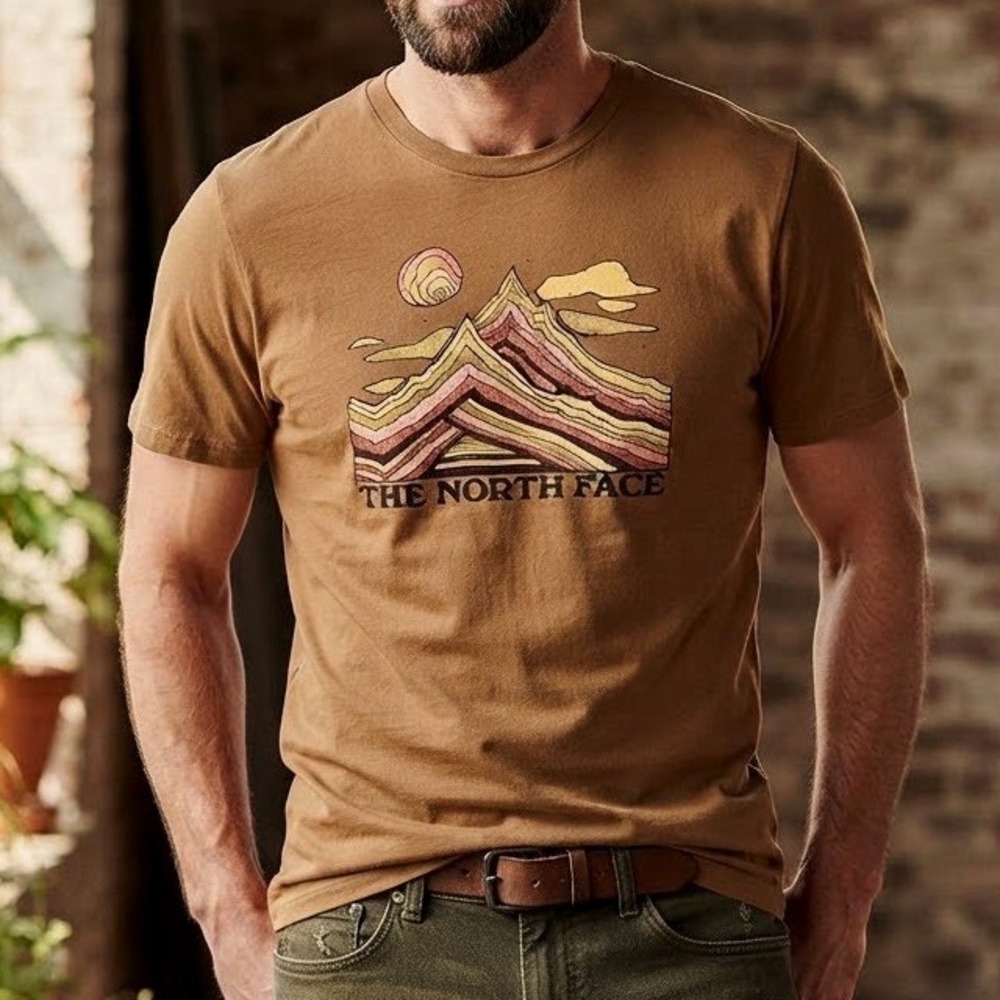The North Face Mens Brown Mountain Graphic Short Sleeve T-Shirt Size M
